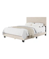 CorLiving Celeste Modern Low-Profile Upholstered Bed Frame with Padded Headboard in Full, King, Queen, and Twin