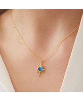 Spero London Blue Opal Northernstar Sterling Silver Pendant Necklace