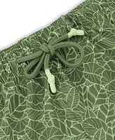 Sunset and Vines Men's Leaf-Pattern Woven Swim Trunks