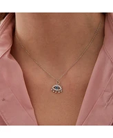 Spero London Evil Eye Blue Eye Eyelash Sterling Silver Pendant Necklace