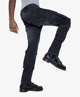 Raw X Men's All Over Cargo Pocket Straight Fit Fashion Jeans