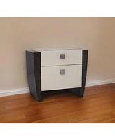Two-Drawer Mirrored Nightstand with Ample Storage and Wood Construction