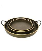 Versatile 3-Piece Round Tin Tray Set with Handles for All Settings