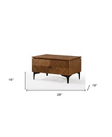 Two Drawer Mid Century Nightstand for Modern Bedroom or Living Room
