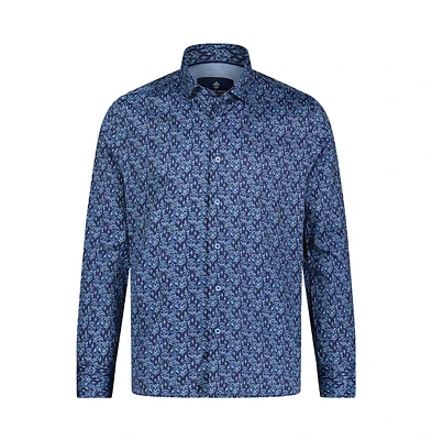 Luchiano Visconti Men's Multi Blue Skull Print shirt
