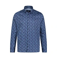 Luchiano Visconti Men's Multi Blue Skull Print shirt