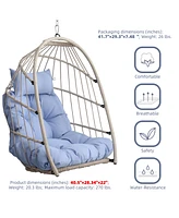 Outdoor garden rattan egg swing chair hanging chair Pe hanging chair blue