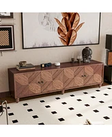 Modern Tv Cabinet with Extendable Storage and Adjustable Shelves (70"-90")
