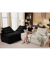 Modular Sofa: Diy, Corduroy, 4 Seats, No Armrests, Pillow-Back, Lumbar Pillow