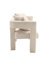 Comfy Chenille Loveseat Sofa for Small Spaces (Beige)
