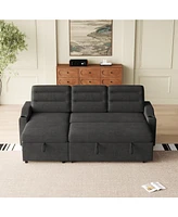 83" Convertible Sofa Bed with Storage, Recliner