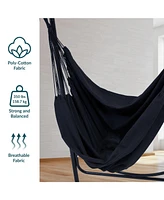 Patio Hammock Chair with Stand - Hanging Hammock Swing Chair with Stand for Outside - Heavy-Duty Steel - A-Frame - Black