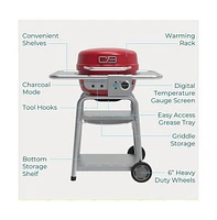 Char-Broil Bistro Pro Electric Grill and Griddle with Charcoal Mode - Red