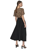 Dkny Petite Tie-Waist Midi Skirt