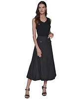 Karl Lagerfeld Paris Women's Pocket-Front Cotton Midi Bubble Skirt