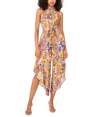 Msk Women's Printed Halter Asymmetrical-Hem Jumpsuit