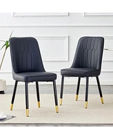 2 Black Pu Dining and Living Room Chairs (Set of 2)