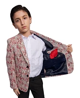 Elie Balleh Boys Red Slim Fit Faded Argyle Jacket