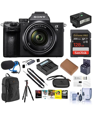 Sony Alpha a7 Iii Mirrorless Camera with Fe 28-70mm f/3.5-5.6 Oss Lens, Black, Bundle with 128GB Memory Card, Backpack, Tripod/Monopod, Extra Battery,