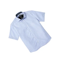 Elie Balleh Big Boys Blue Micro Houndstooth Button-Down Slim Fit Shirt