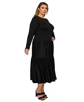 L I V D Plus Eliana Tiered Midi Dress