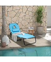 Gymax Folding Chaise Lounge Chair Bed Adjustable Patio Beach Camping Recliner