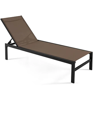 Gymax Aluminum Patio Chaise Lounge Outdoor Adjustable Lounge Chair W/ 6-Position Backrest