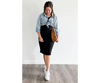 Pinkblush Maternity Light Blue Chambray Rolled Cuff Shirt