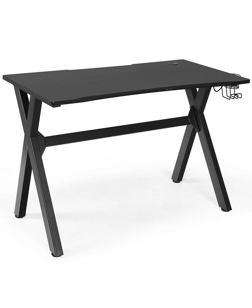 Ergonomic Gaming Desk with Mousepad and Cup Headphone Holder