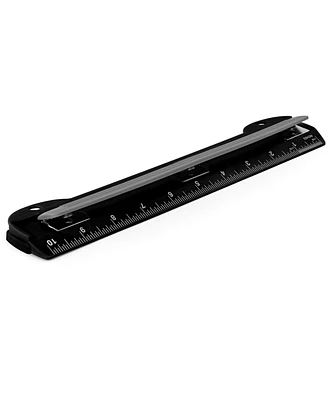 3 Hole Punch Pink, Portable Puncher for Ring Binder, Sheets Capacity, Removable Chip Tray, 10” Ruler School, Office, 1 Pc-by Enday