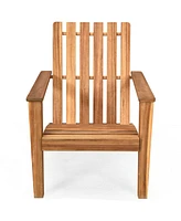 Gymax 4PCS Outdoor Wooden Adirondack Chair Patio Lounge Chair w/ Armrest