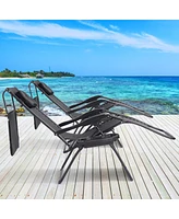 Gymax Folding Recliner Zero Gravity Lounge Chair W/ Shade Canopy Cup Holder