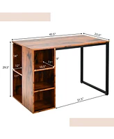 Computer Desk with 5 Side Shelves and Metal Frame