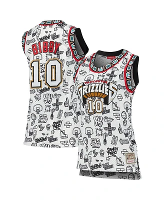 Mitchell & Ness Women's Mike Bibby White Vancouver Grizzlies 1998 Doodle Swingman Jersey