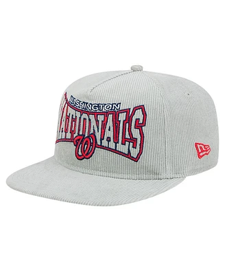 New Era Men's Gray Washington Nationals Corduroy Golfer Snapback Hat