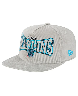 New Era Men's Gray Miami Marlins Corduroy Golfer Snapback Hat