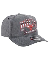 New Era Men's Charcoal Chicago Bulls Throwback Washed Pre-Curved 9FIFTY Snapback Hat