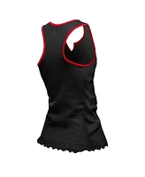 New Era Women's Black San Francisco 49ers Lettuce Hem Notch Neck Tri-Blend Tank Top