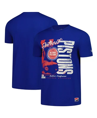 New Era Men's Blue Detroit Pistons Distressed Throwback Vintage Color Pack T-Shirt