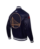 Pro Standard Men's Navy Golden State Warriors 2024/25 City Edition Chenille Satin Full-Snap Jacket