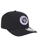 New Era Men's Black Colorado Rockies Circle Patch 9SEVENTY Stretch-Snap Hat
