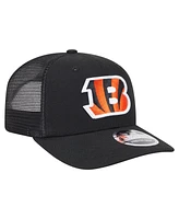 New Era Men's Black Cincinnati Bengals Main Trucker 9SEVENTY Stretch Snap Hat