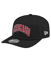 New Era Men's Black Chicago Bulls Statement Edition Jersey Hook 9SEVENTY Stretch-Snap Hat