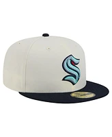 New Era Men's White Seattle Kraken Chrome Two-Toned 59FIFTY Fitted Hat
