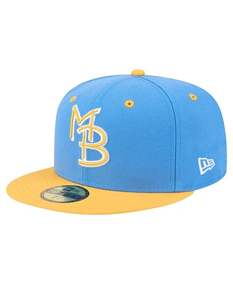 New Era Men's Blue/Yellow Myrtle Beach Pelicans Authentic Collection 59FIFTY Fitted Hat