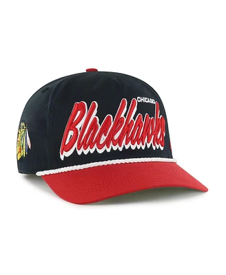 '47 Brand Men's Black/Red Chicago Blackhawks Dropshadow Rope Hitch Adjustable Hat