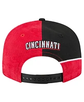 New Era Men's Red/Black Cincinnati Reds Retro Split Corduroy Snapback Hat