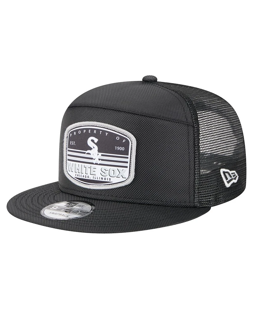 New Era Men's Black Chicago White Sox Split Panel 9FIFTY Trucker Snapback Hat