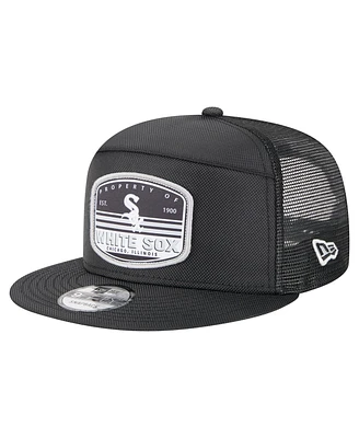 New Era Men's Black Chicago White Sox Split Panel 9FIFTY Trucker Snapback Hat