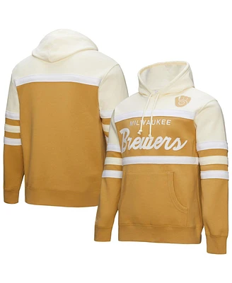 Mitchell & Ness Men's Tan/Cream Milwaukee Brewers Head Coach Pullover Hoodie